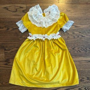 Sal & Pimenta size 8 yellow velvet dress